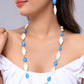 VOJ Women Sky Blue And White Beads Necklace And Earrings Set - Swadesiicart