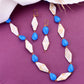VOJ Women Sky Blue And White Beads Necklace And Earrings Set - Swadesiicart