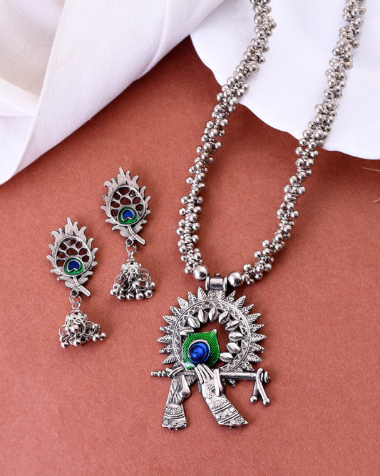 VOJ Women Silver Plated Oxidised Jewellary Set - Swadesiicart