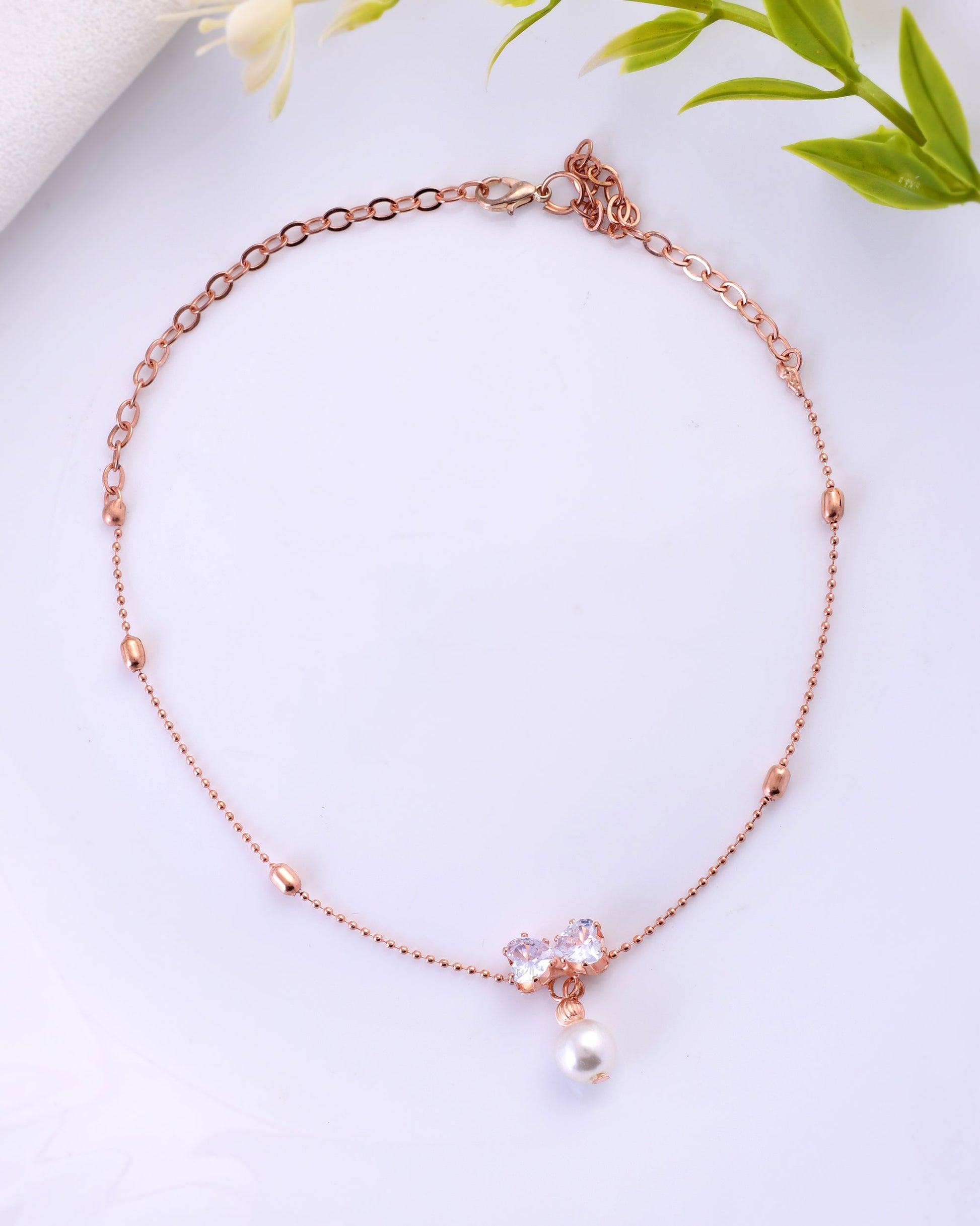 VOJ Women Dimond Gold-Polished Anklets - Swadesiicart