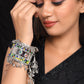VOJ Women Multicolor Beads Oxidise Cuff Bracelet - Swadesiicart