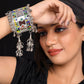 VOJ Women Multicolor Beads Oxidise Cuff Bracelet - Swadesiicart