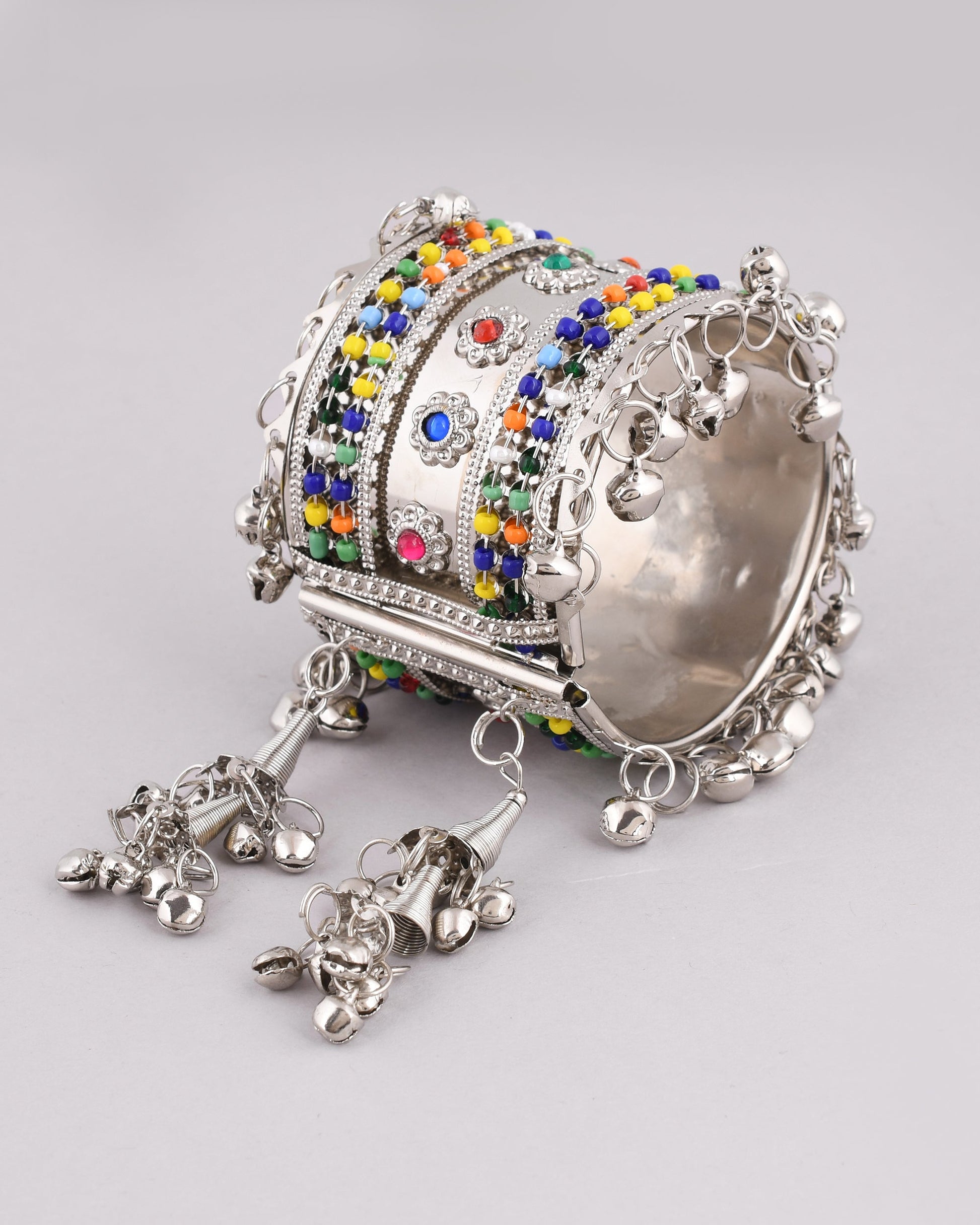 VOJ Women Multicolor Beads Oxidise Cuff Bracelet - VOJ (Valley Of Jewellery)