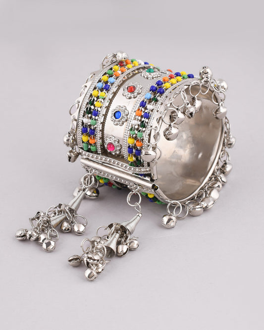 VOJ Women Multicolor Beads Oxidise Cuff Bracelet - VOJ (Valley Of Jewellery)