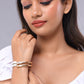 VOJ Women Stainless Steel Gold And Silver Polished Dimond Bracelet - VOJ (Valley Of Jewellery)