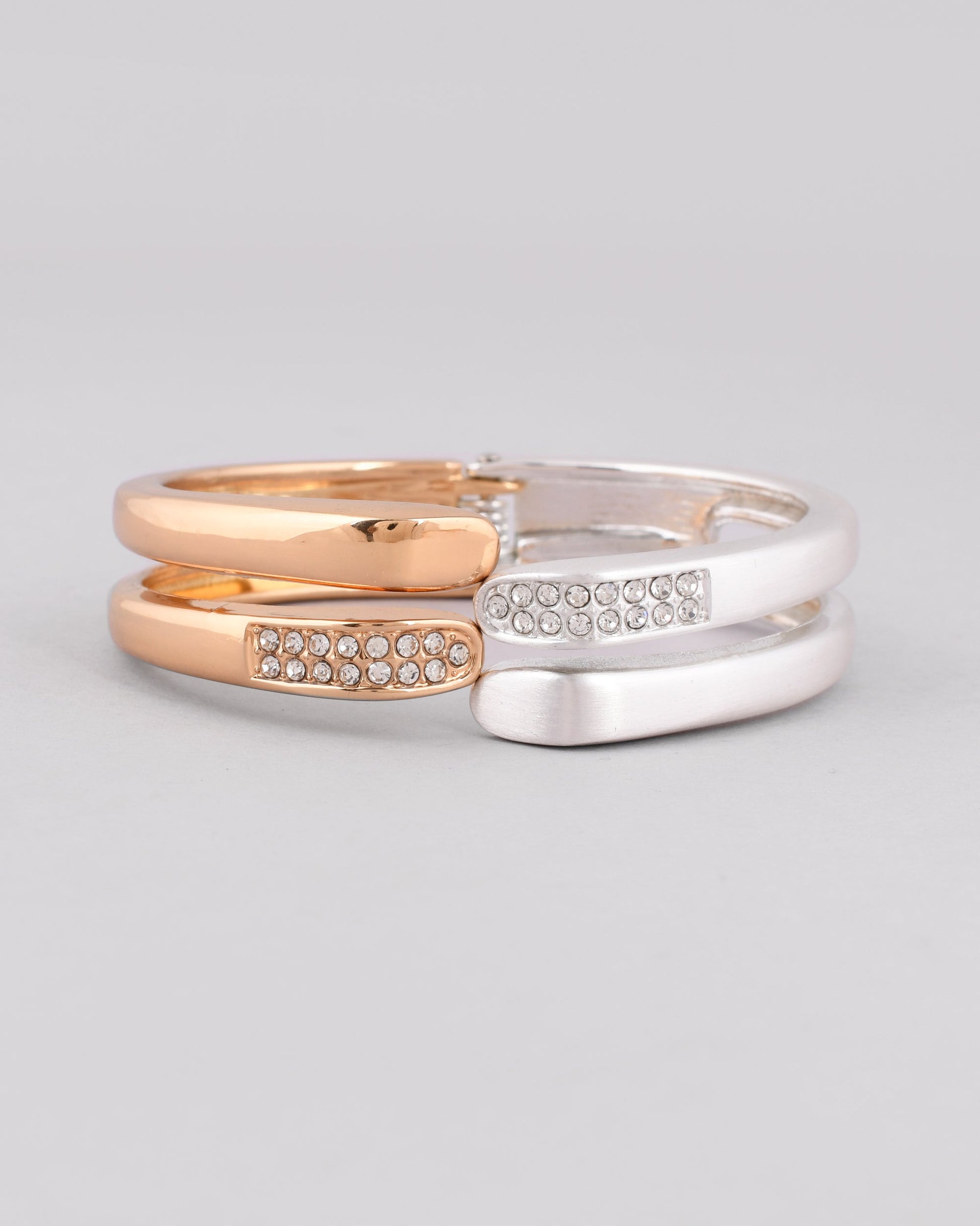 VOJ Women Stainless Steel Gold And Silver Polished Dimond Bracelet - Swadesiicart