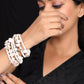 VOJ Women Silver Tone White Artificial Beads Bracelet - VOJ (Valley Of Jewellery)