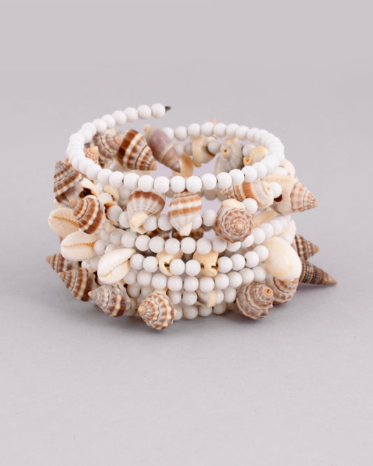 VOJ Women Silver Tone White Artificial Beads Bracelet - Swadesiicart