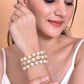 VOJ Women White and Gold Toned Pearls Gold-Polished Multi Strand Bracelet - Swadesiicart