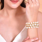 VOJ Women White and Gold Toned Pearls Gold-Polished Multi Strand Bracelet - Swadesiicart