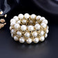 VOJ Women White and Gold Toned Pearls Gold-Polished Multi Strand Bracelet - Swadesiicart