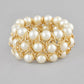 VOJ Women White and Gold Toned Pearls Gold-Polished Multi Strand Bracelet - Swadesiicart