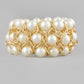 VOJ Women White and Gold Toned Pearls Gold-Polished Multi Strand Bracelet - VOJ (Valley Of Jewellery)