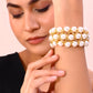 VOJ Women White and Gold Toned Perals Gold-Polished Multi Strand Bracelet - Swadesiicart