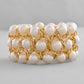 VOJ Women White and Gold Toned Perals Gold-Polished Multi Strand Bracelet - Swadesiicart