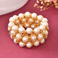 VOJ Women White and Gold Toned Perals Gold-Polished Multi Strand Bracelet - Swadesiicart
