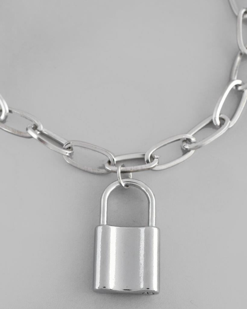 VOJ Mens Silver Plated Lock Bracelet - VOJ (Valley Of Jewellery)