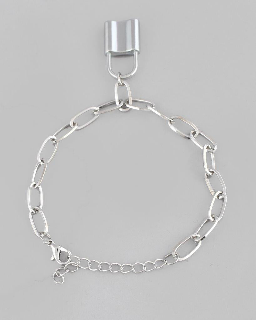 VOJ Mens Silver Plated Lock Bracelet - Swadesiicart