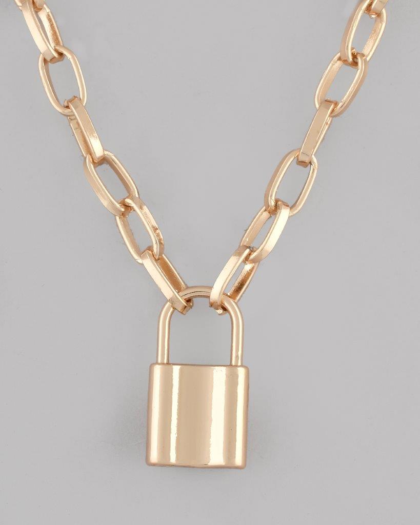VOJ Mens Gold-Polished Lock Chain | Swadesiicart