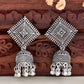 VOJ Silver Plated Oxidised Jhumka - Swadesiicart