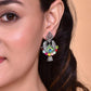 VOJ Silver Plated Peacock Contemporay Jhumka Earrings - VOJ (Valley Of Jewellery)