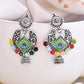 VOJ Silver Plated Peacock Contemporay Jhumka Earrings - Swadesiicart