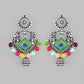 VOJ Silver Plated Peacock Contemporay Jhumka Earrings - Swadesiicart