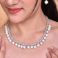 VOJ Silver Plated Pearls and AD-Studded Necklace & Earrings - VOJ (Valley Of Jewellery)
