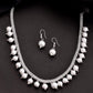 VOJ Silver Plated Pearls and AD-Studded Necklace & Earrings - Swadesiicart