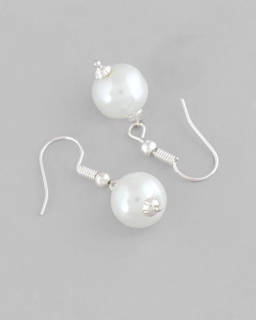 VOJ Silver Plated Pearls and AD-Studded Necklace & Earrings - Swadesiicart