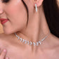 VOJ Silver Plated AD-Studded Necklace & Earrings Set - Swadesiicart