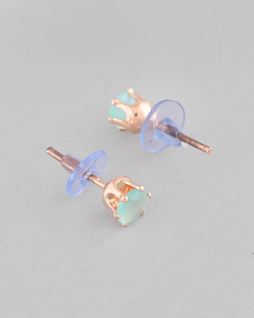 VOJ Rose Gold-Polished AD-Studded Necklace & Earrings - Swadesiicart
