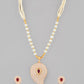 VOJ Gold-Polished Kundan Studsed And Beaded Necklace and Earring Set - Swadesiicart