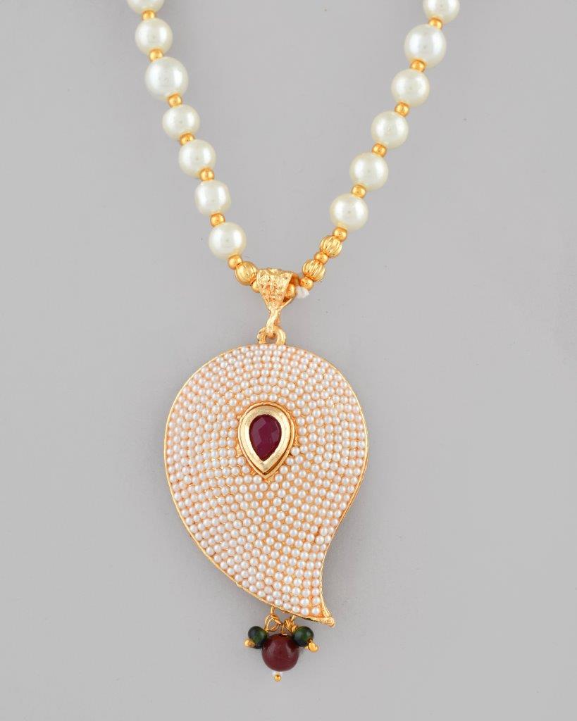 VOJ Gold-Polished Kundan Studsed And Beaded Necklace and Earring Set - Swadesiicart
