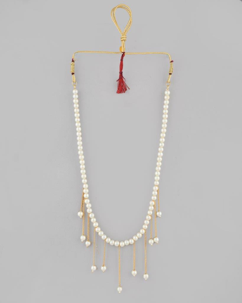 VOJ Gold-Polished Pearl Beads Necklace | Swadesiicart