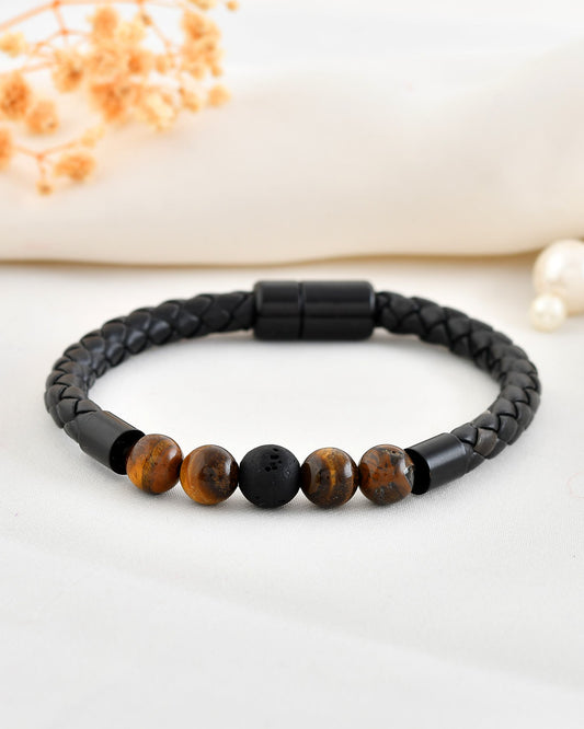 VOJ Men Leather Cuff Bracelet - Swadesiicart
