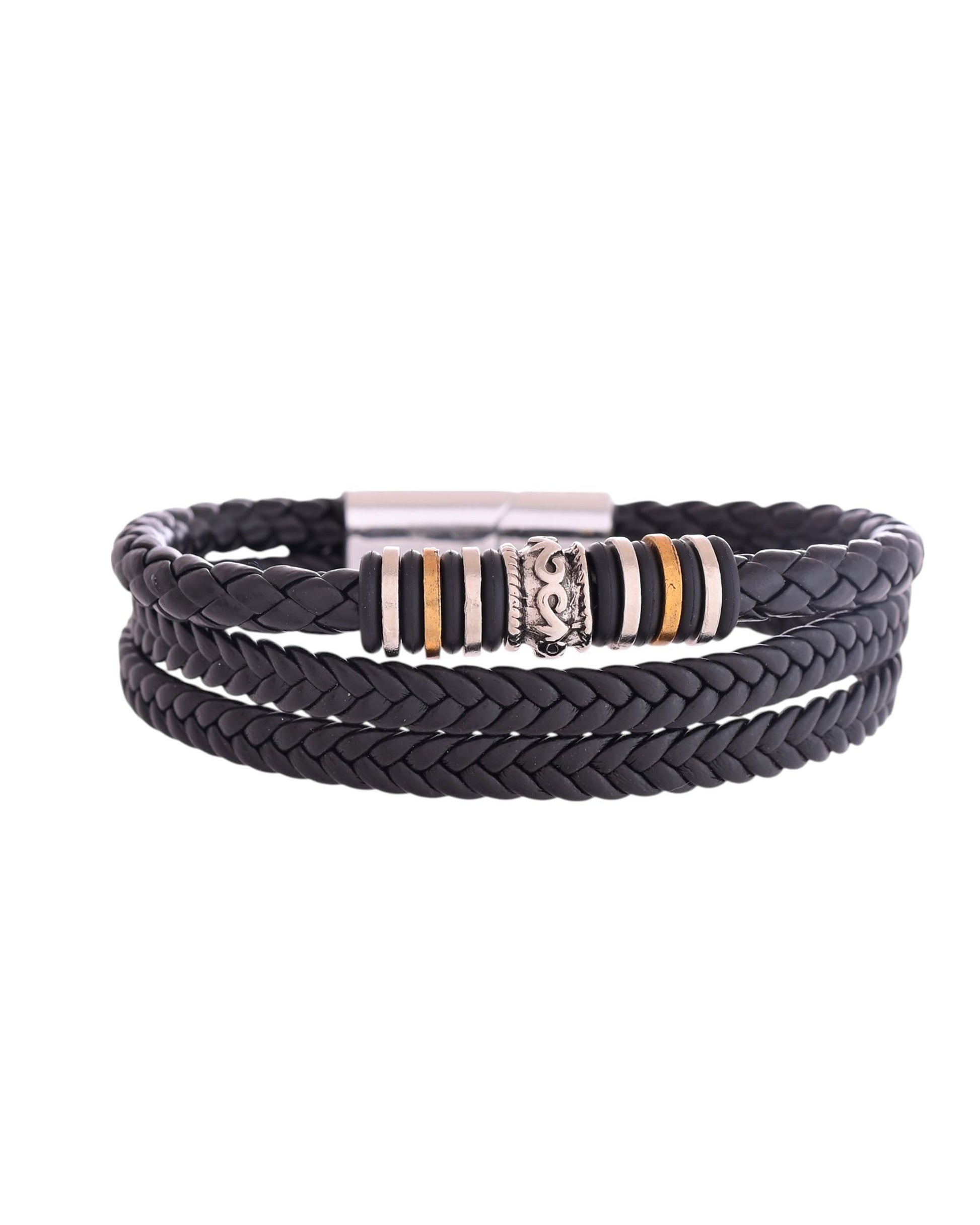 VOJ Men Leather Multistrand Bracelet - Swadesiicart