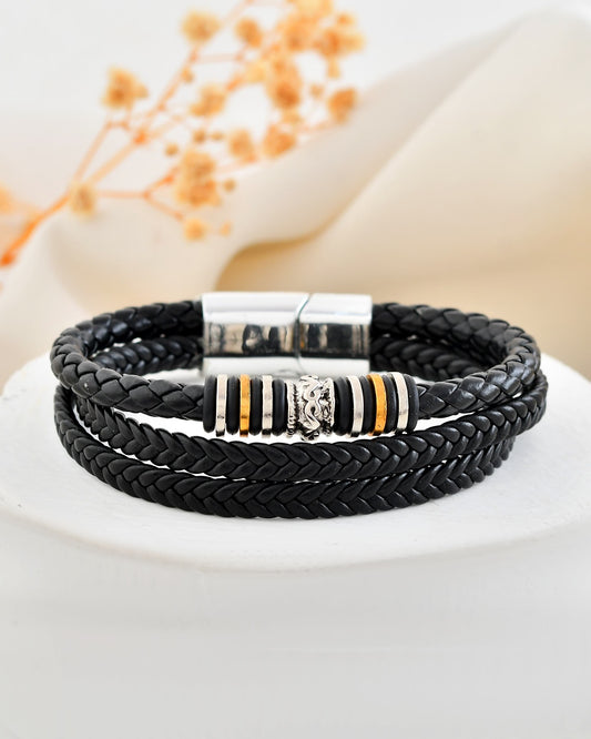 VOJ Men Leather Multistrand Bracelet - Swadesiicart