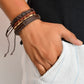 VOJ Men Set of 4 Brown Leather Wrap around Bracelet - Swadesiicart