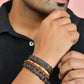 VOJ Men Set of 4 Brown Leather Wrap around Bracelet - Swadesiicart