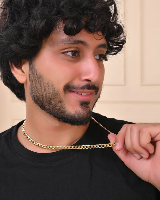 VOJ Gold Polished Stainless Steel Classic Linked Chain For Men - Swadesiicart