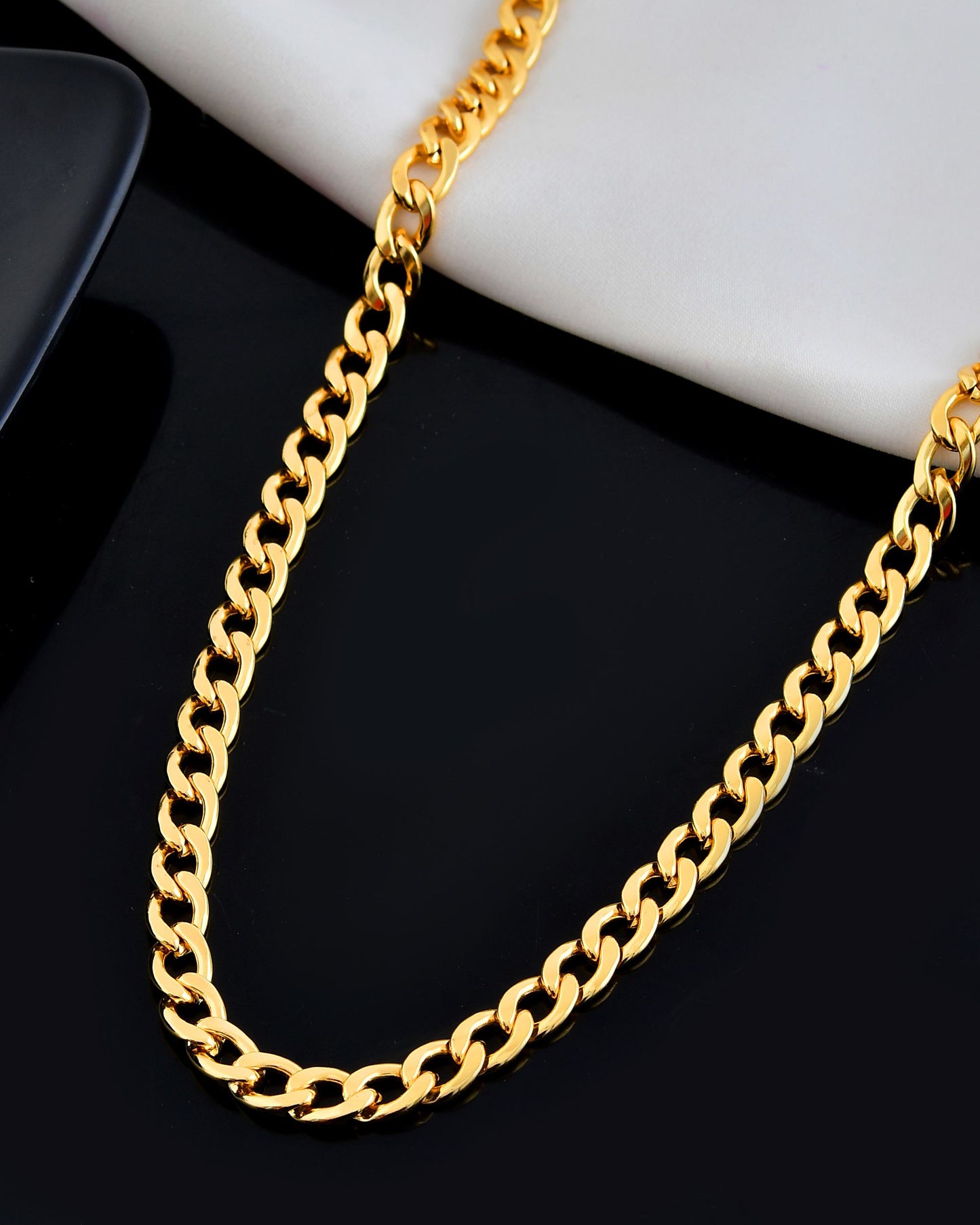 VOJ Gold Polished Stainless Steel Classic Linked Chain For Men - Swadesiicart