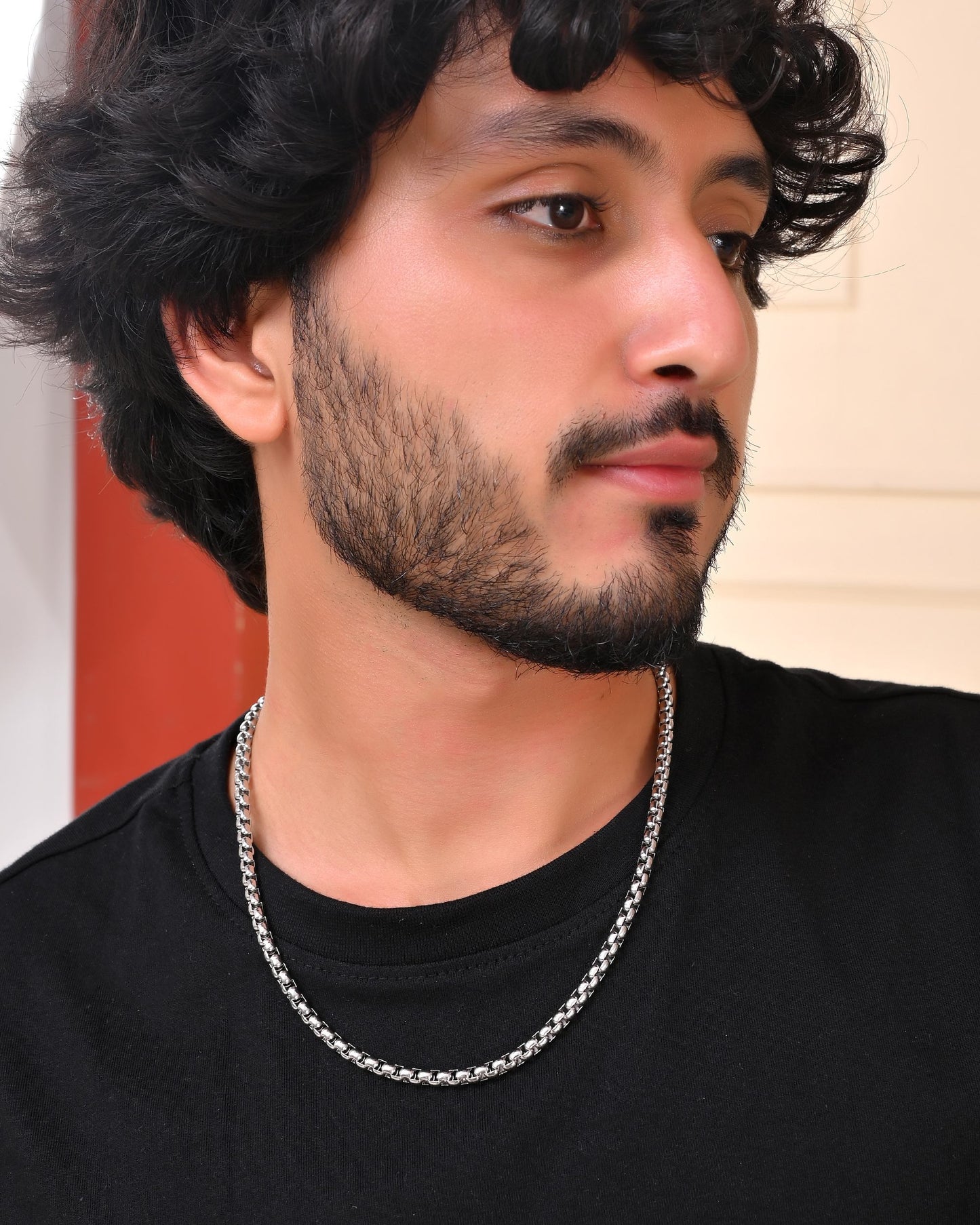VOJ Men Stainless Steel Silver-Plated Minimal Chain - Swadesiicart
