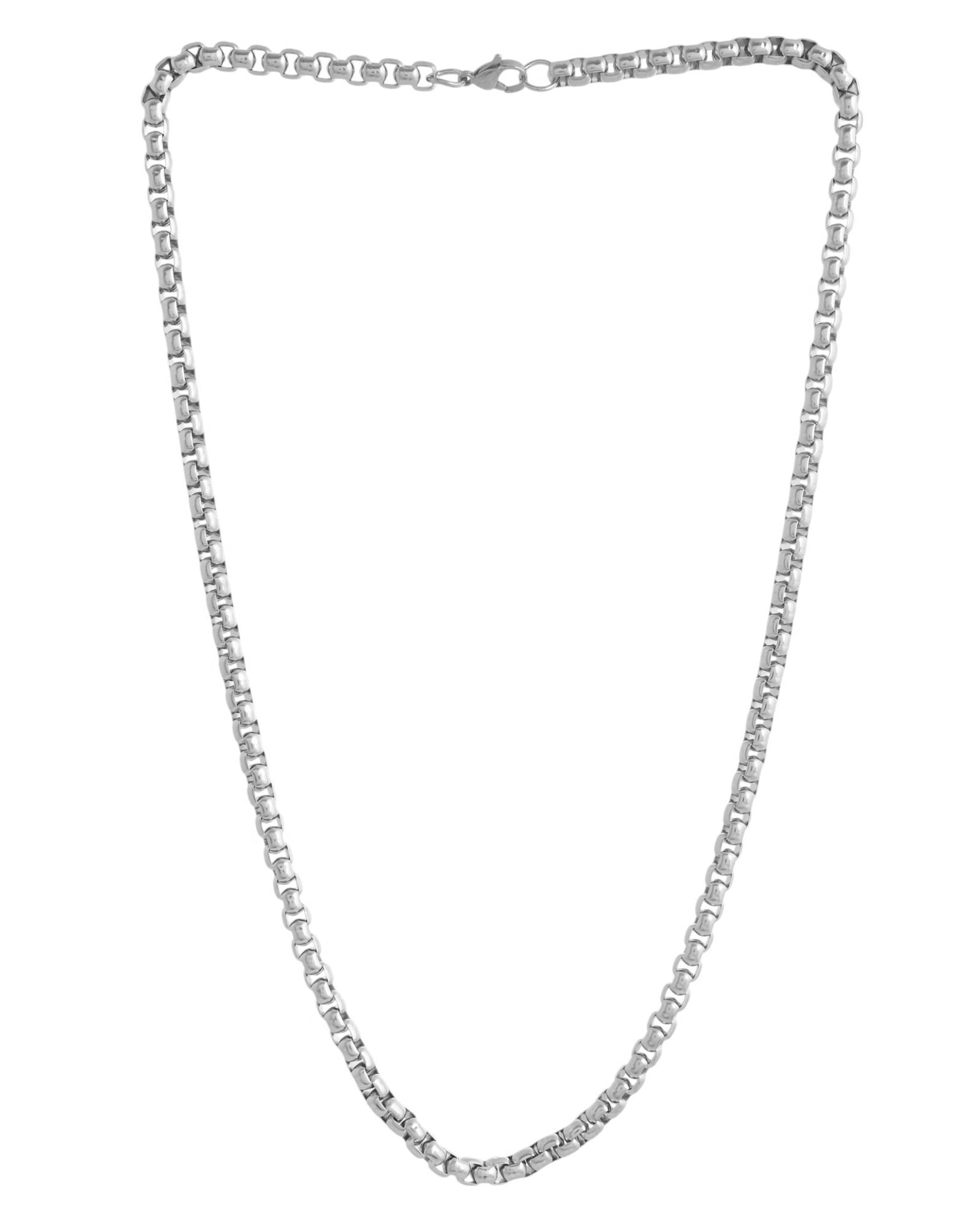 VOJ Men Stainless Steel Silver-Plated Minimal Chain - Swadesiicart