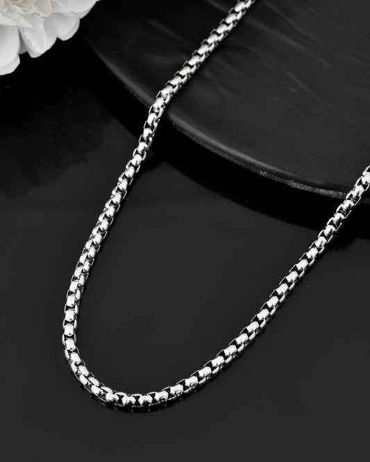 VOJ Men Stainless Steel Silver-Plated Minimal Chain - Swadesiicart