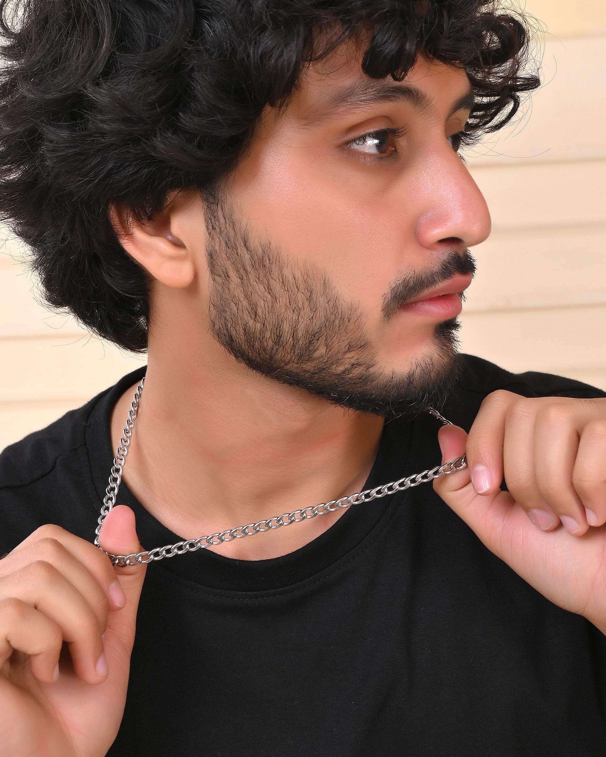 VOJ Silver Plated Stainless Steel Thick Linked Chain For Men - Swadesiicart