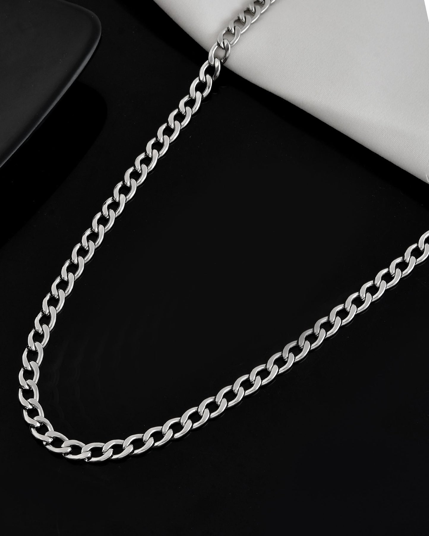 VOJ Silver Plated Stainless Steel Thick Linked Chain For Men - Swadesiicart
