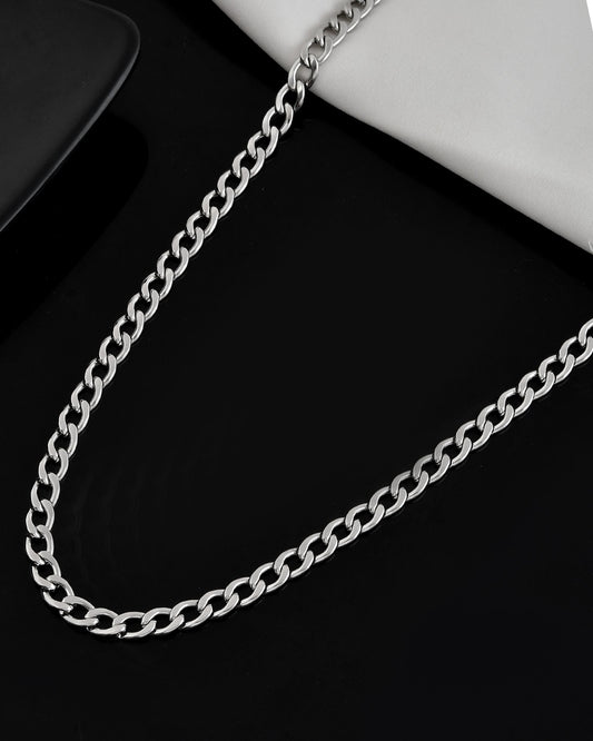 VOJ Silver Plated Stainless Steel Thick Linked Chain For Men - Swadesiicart