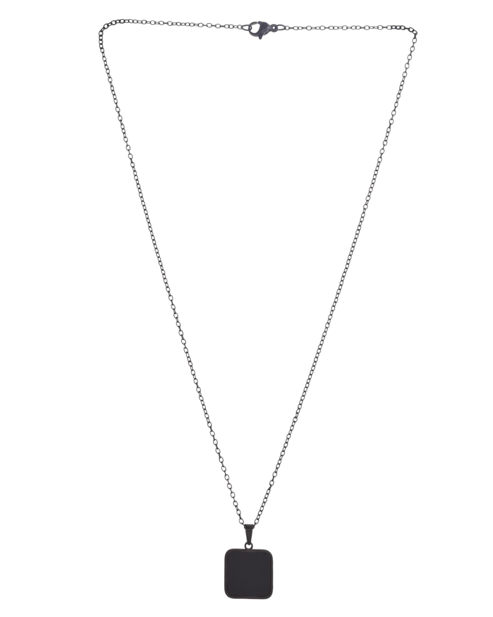 VOJ Men's Stainless Steel Chain With Square Shaped Pendant - Swadesiicart