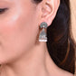 VOJ White Beads Studded Oxidised Silver Plated Contemporary Jhumka - Swadesiicart
